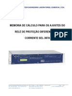 Memória de Cálculo para o Roteiro de Ajustes Do Relé Diferencial SEL-387A PDF