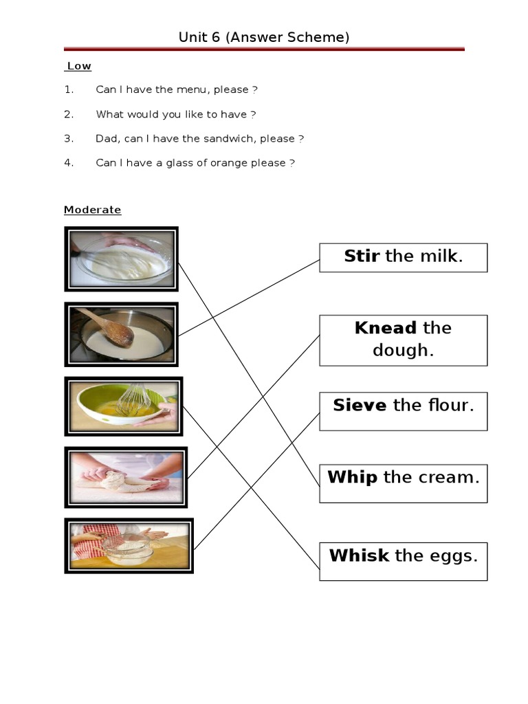 Unit 6 Answer Scheme | PDF | Western Cuisine | Regional & Ethnic Food