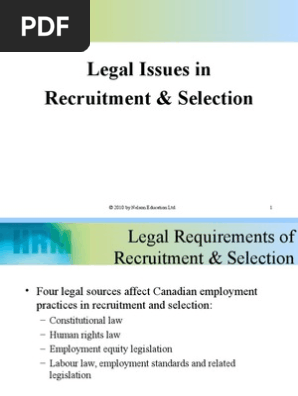 Legal Issues in Recruitment and Selection | PDF | Affirmative 