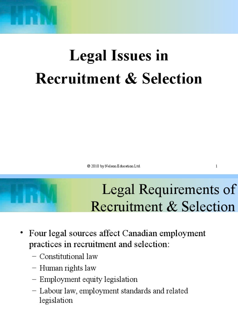 Legal Issues in Recruitment and Selection | PDF | Affirmative 