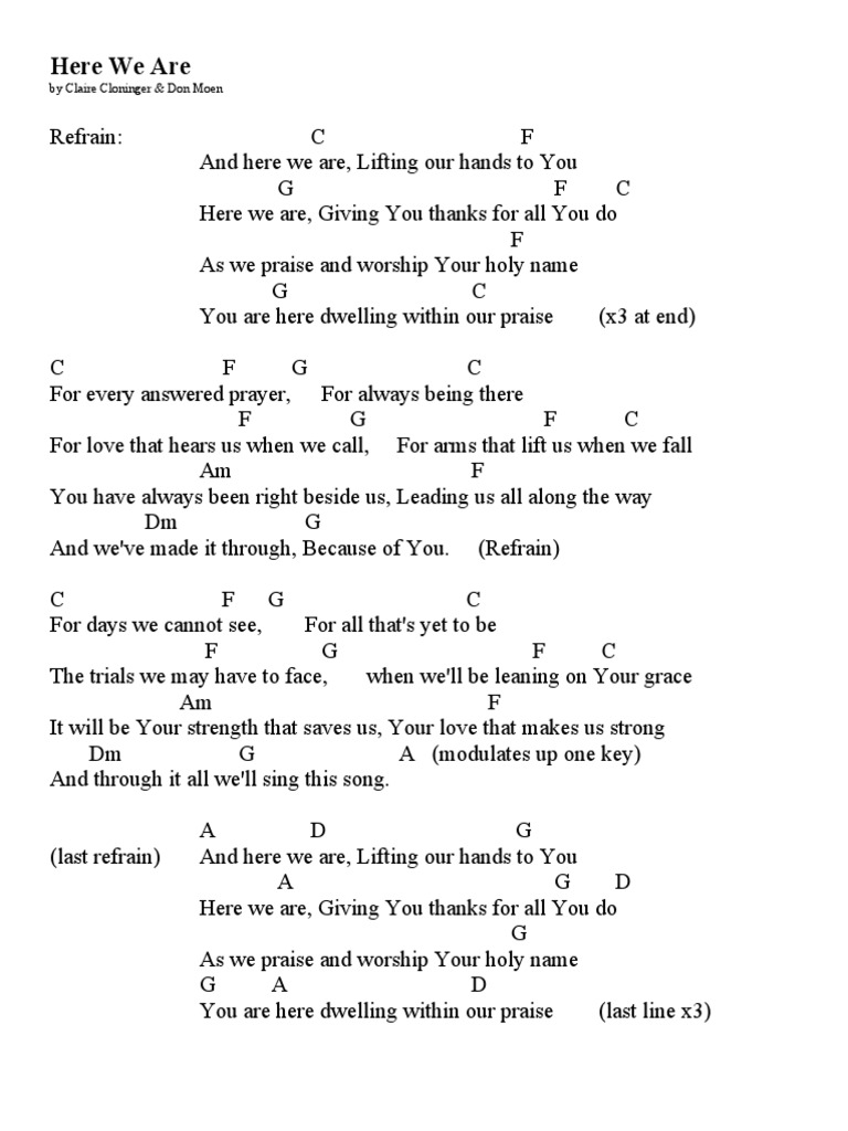 Here We Are Chords Pdf Contemporary Worship Music