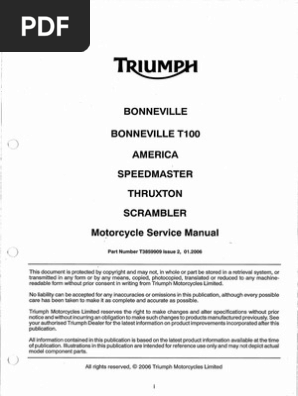 Triumph Bonneville - Service Manual - T3859909 | PDF