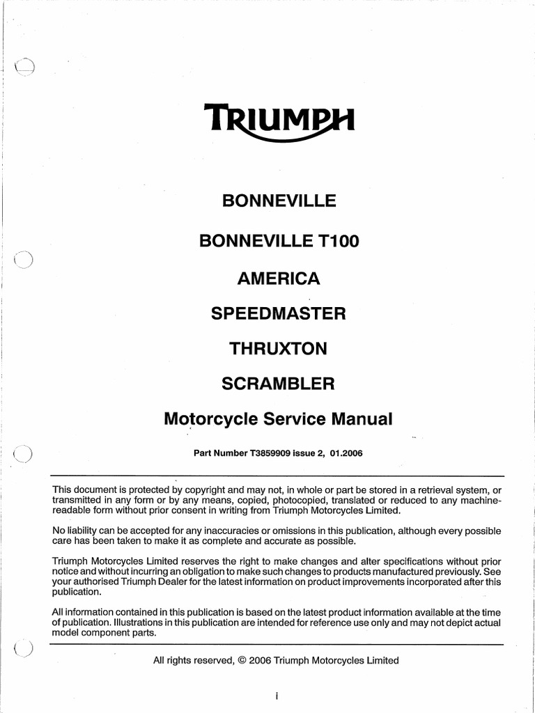BONNEVILLE THRUXTON SCRAMBLER サービスマニュアル TRIUMPH MOTORCYCLE REPAIR SHOP & SERVICE MANUAL For BONNEVILLE