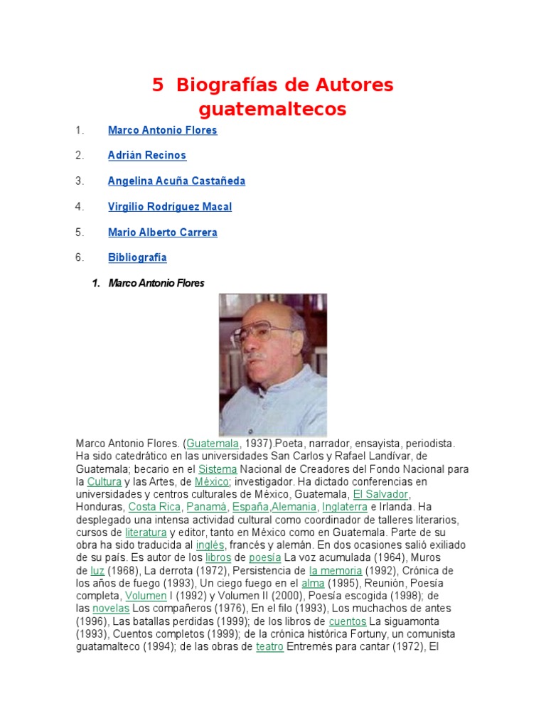 5 Biografías de Autores guatemaltecos.docx Guatemala