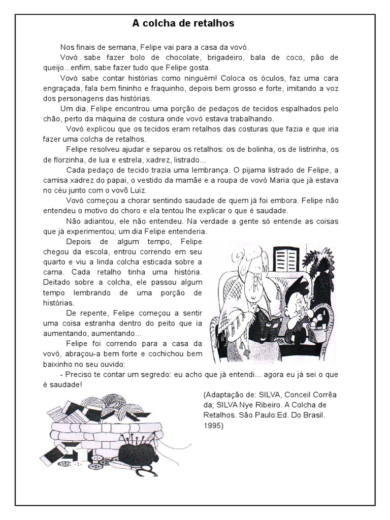 Texto A Colcha De Retalhos Com Interpretação