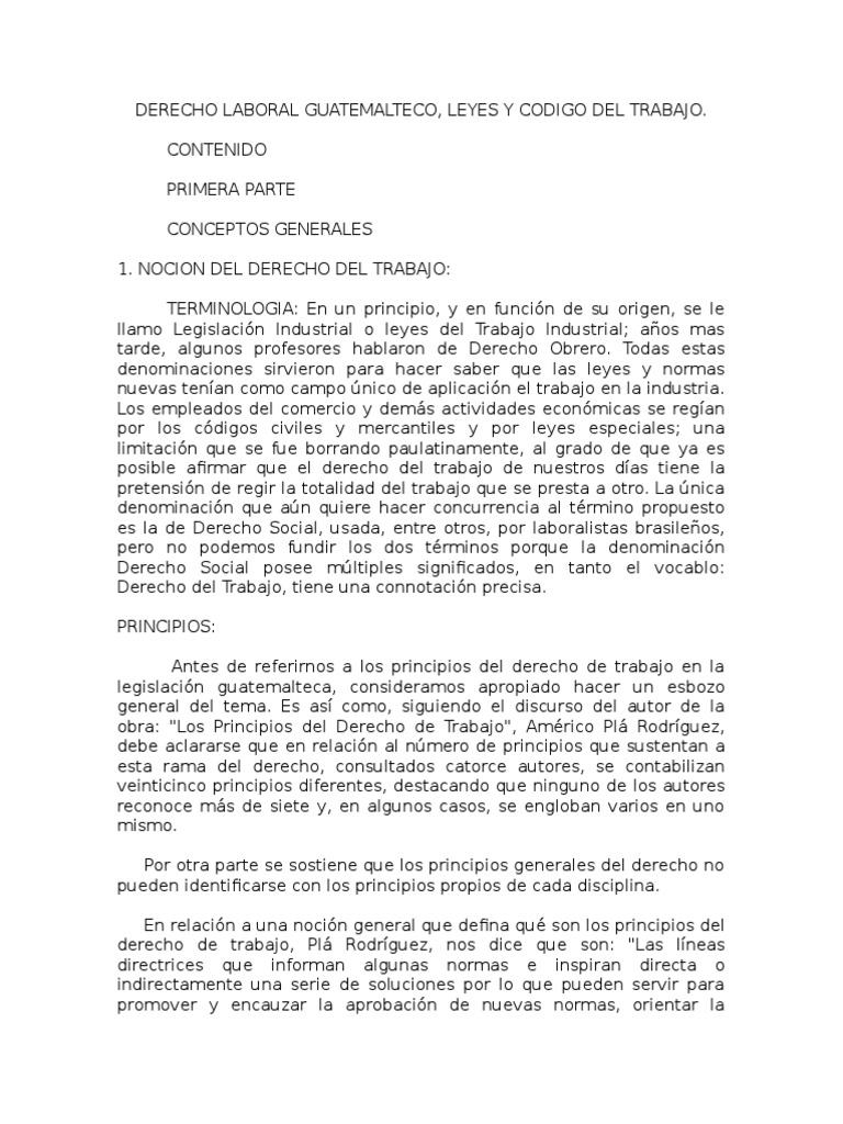 Leyes y Principios del Derecho Laboral en Guatemala | PDF | Derecho ...