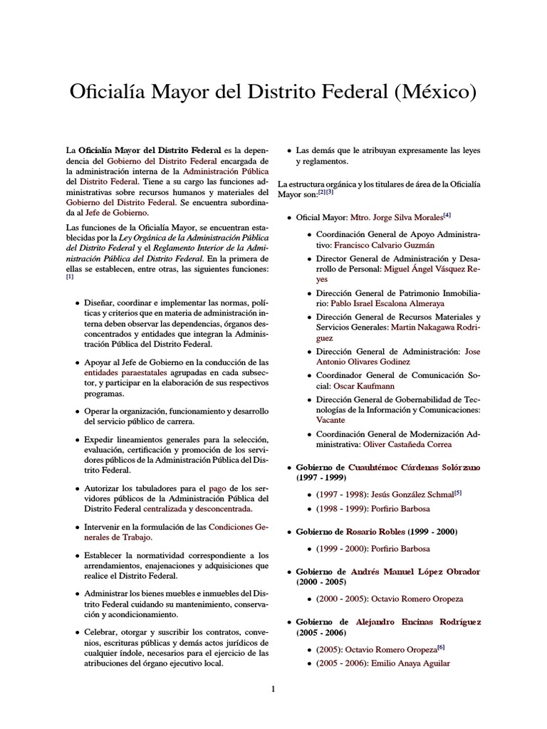 Oficialía Mayor Del Distrito Federal (México) Ciudad de México México