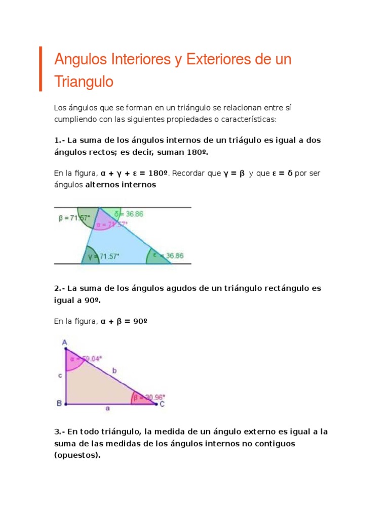Angulos Interiores y Exteriores de Un Triangulo | PDF | Rectángulo ...