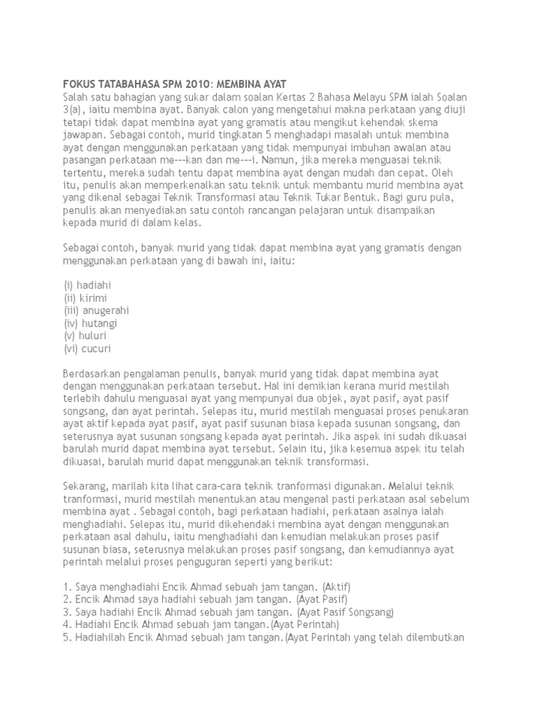 Fokus Tatabahasa Spm Pdf