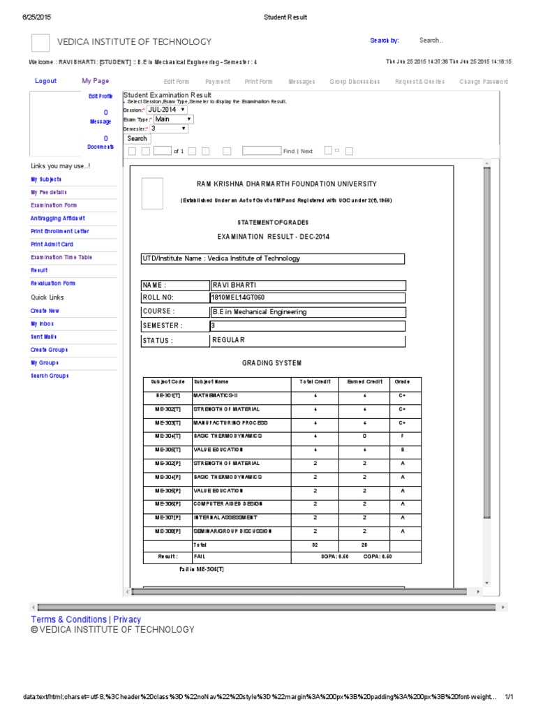 Student Exam Results Portal | PDF