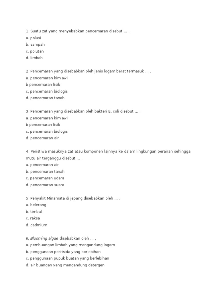 Soal Ipa Pencemaran Pdf