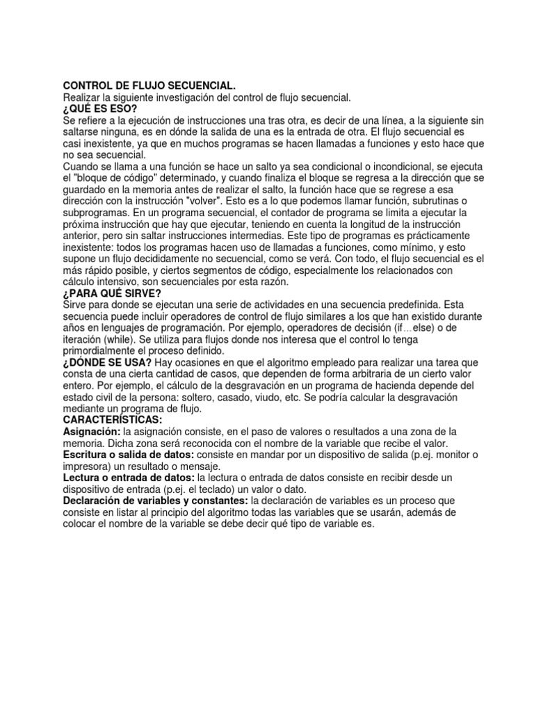 Control de Flujo Secuencial en Programas | PDF | Flujo de control ...