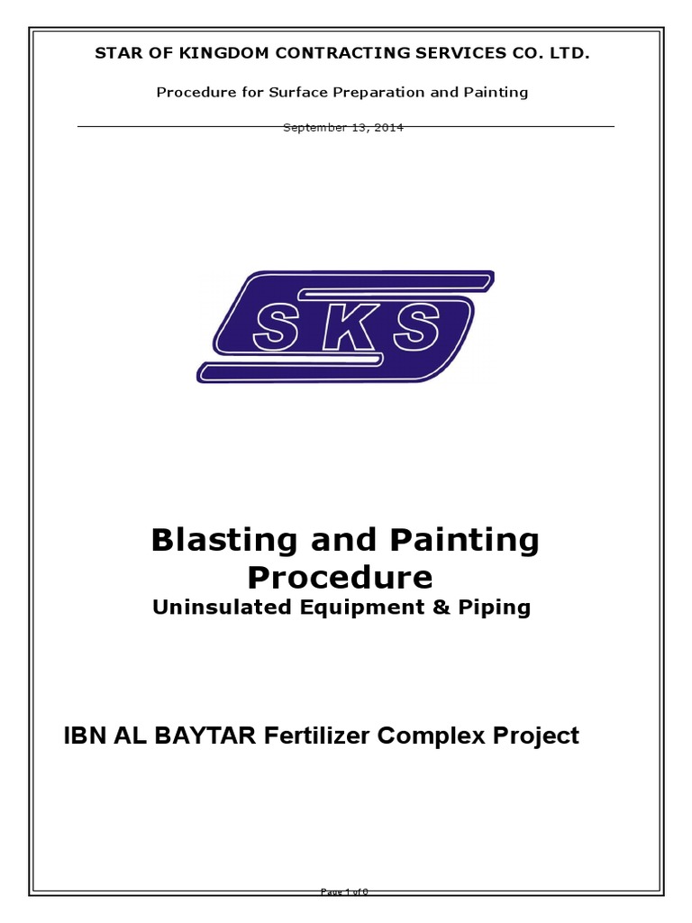 Blasting and Painting Procedure PDF Paint Industrial Processes