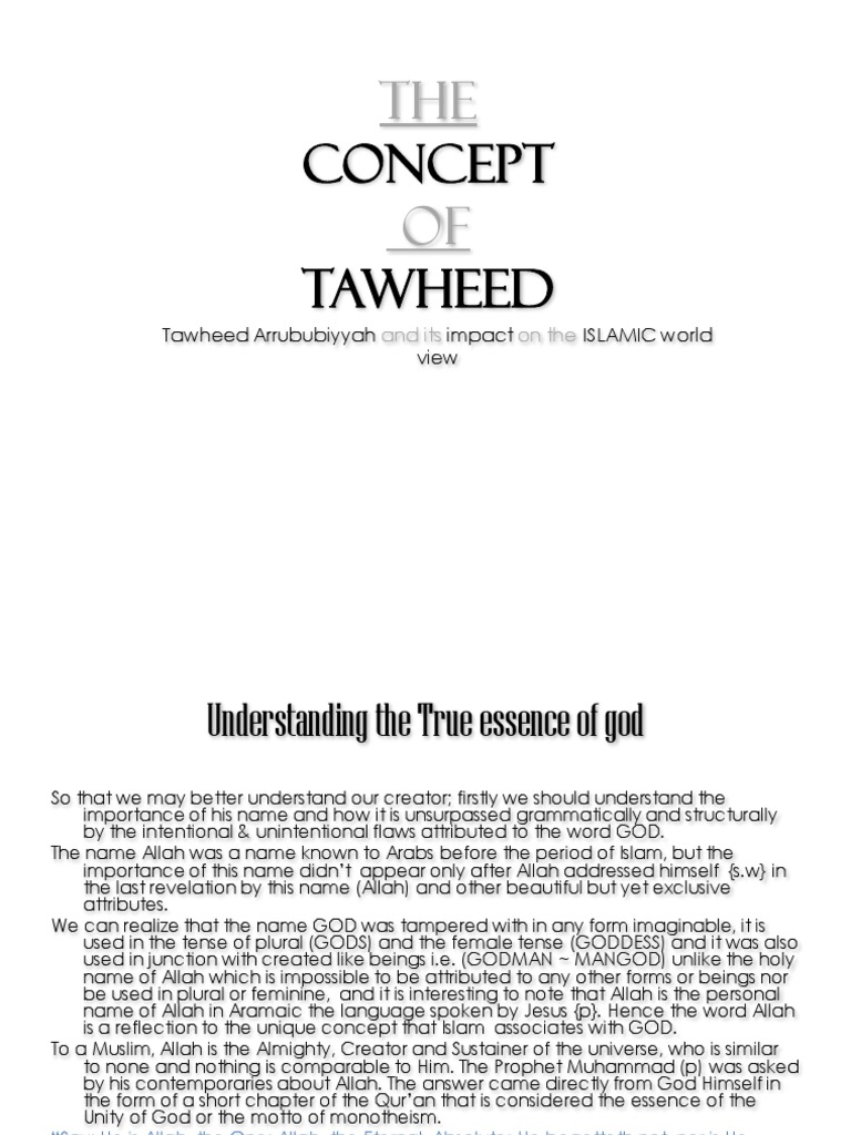 Understanding Tawheed in Islam | PDF | Tawhid | God In Islam