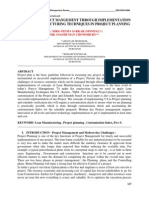 Effective Project Mangement Through Implementation of Lean Manufacturing Techniques in Project Planning