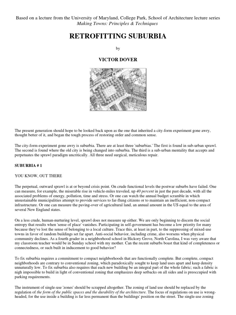 Retrofitting Suburbia PDF Suburb Urban Sprawl