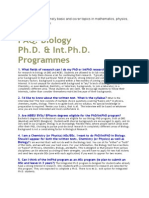 FAQ: Biology Ph.D. & Int - Ph.D. Programmes