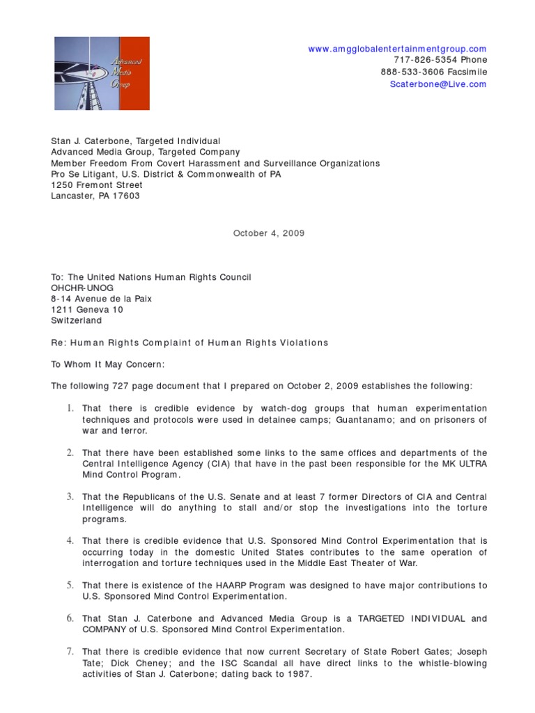 Human Rights Complaint to UN Council | PDF | Central Intelligence ...