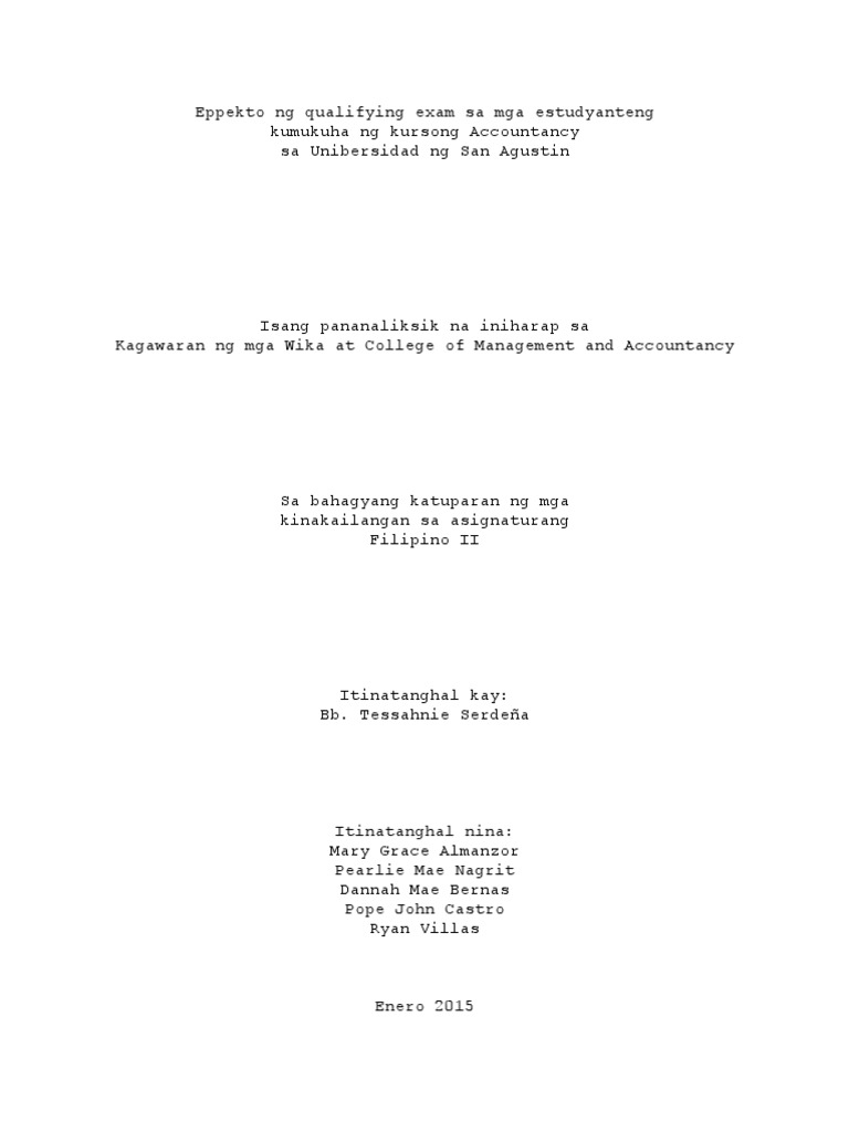 Research Sa Filipino 1st Draft PDF | PDF