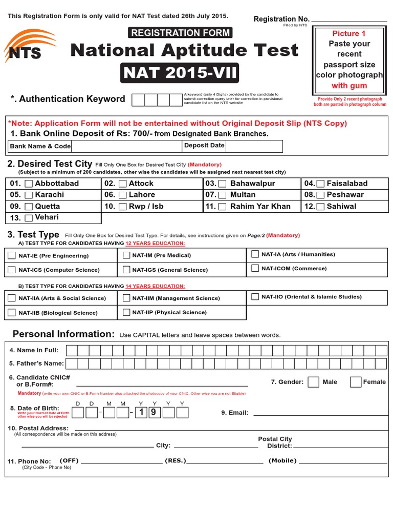NAT 2015 Registration Guidelines | PDF