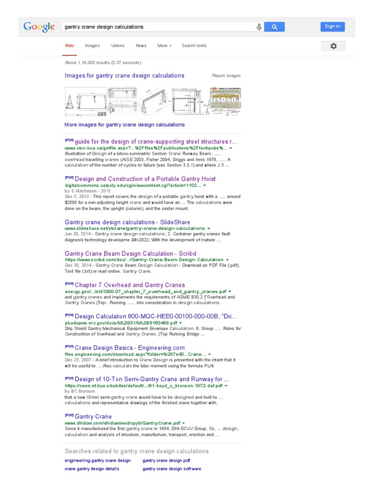 Gantry Crane Design Calculations Google Search PDF Crane (Machine