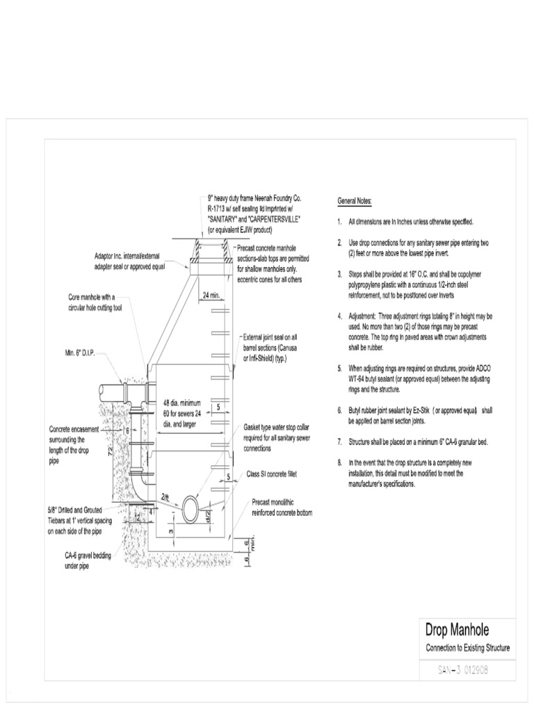JR-SAN-3 (Drop Manhole) 071107 Revised 122308 Mode | PDF