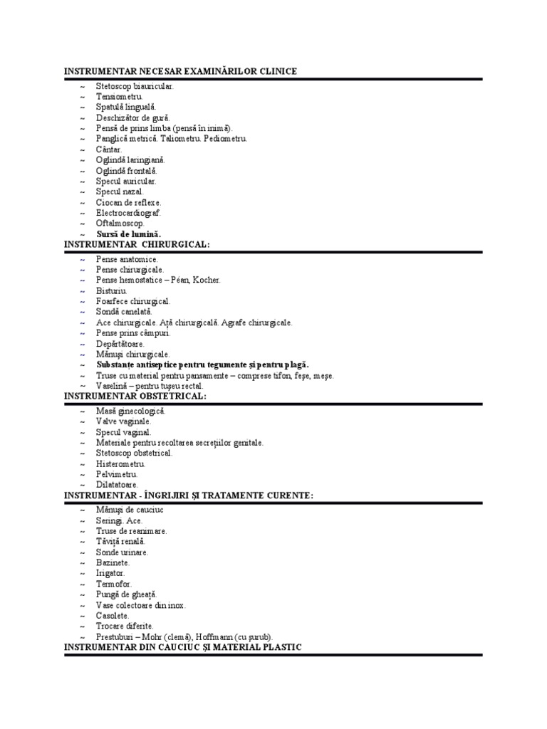 Curs 4. Instrumentar Medical | PDF