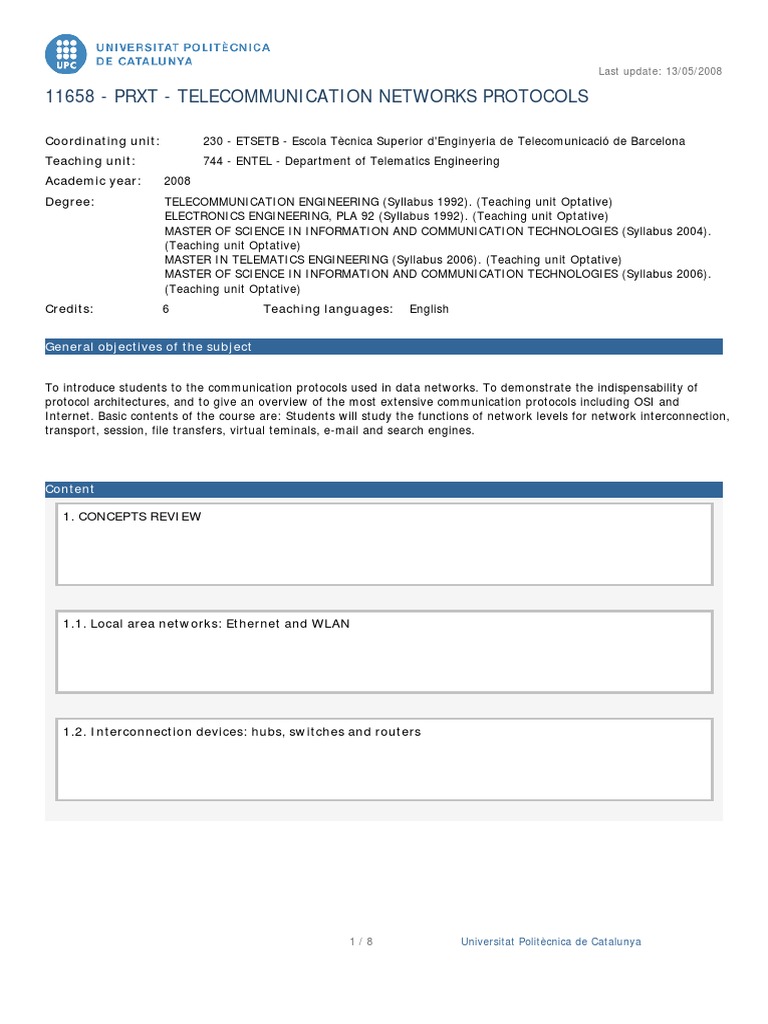 Telecommunication Network Protocol | PDF | Computer Network ...