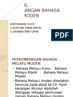 Asal Usul Perkembangan Bahasa Melayu Moden