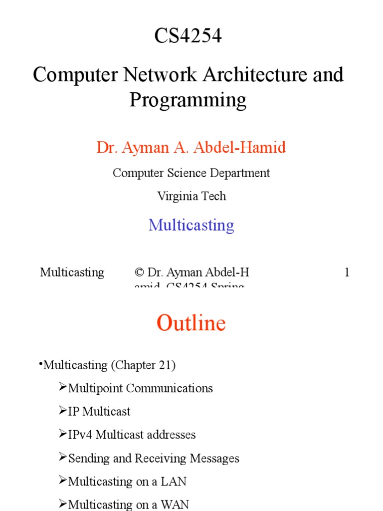 CS4254 Computer Network Architecture and Programming: Dr. Ayman A ...