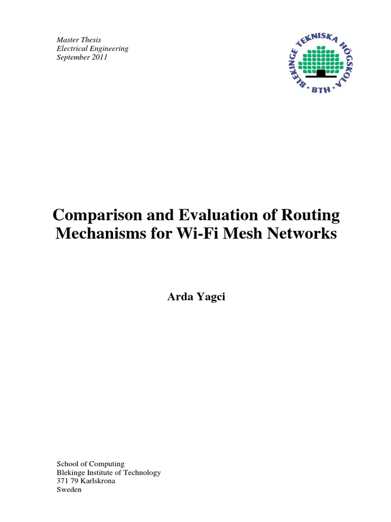 Comparison and Evaluation of Routing Mechanisms For Wi-Fi Mesh Networks ...