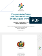 Proceso Autonómico y de Descentralización en Bolivia para Vivir Bien 