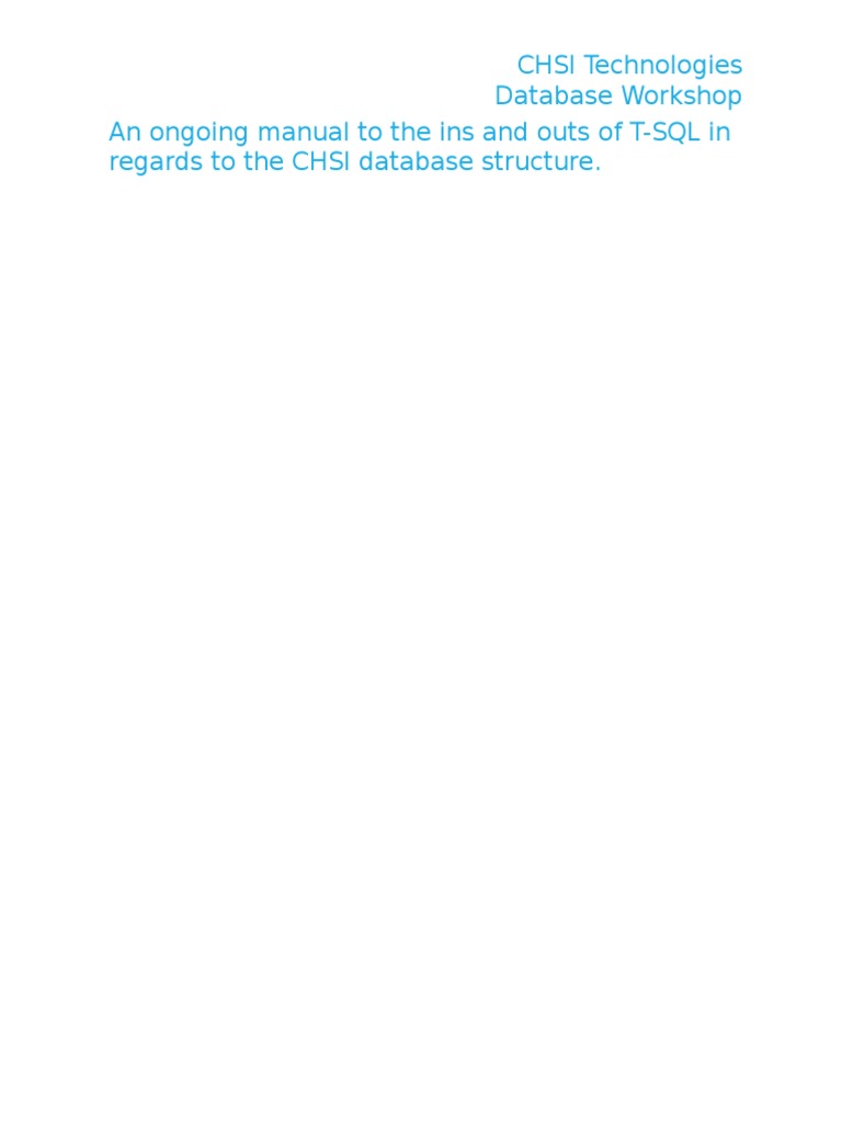 CHSI T-SQL Guide for Database Management | PDF | Microsoft Sql Server | Sql