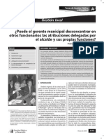 Puede El Gerente Municipal Desconcentrar en Otros Funcionarios Las Atribuciones Delegadas