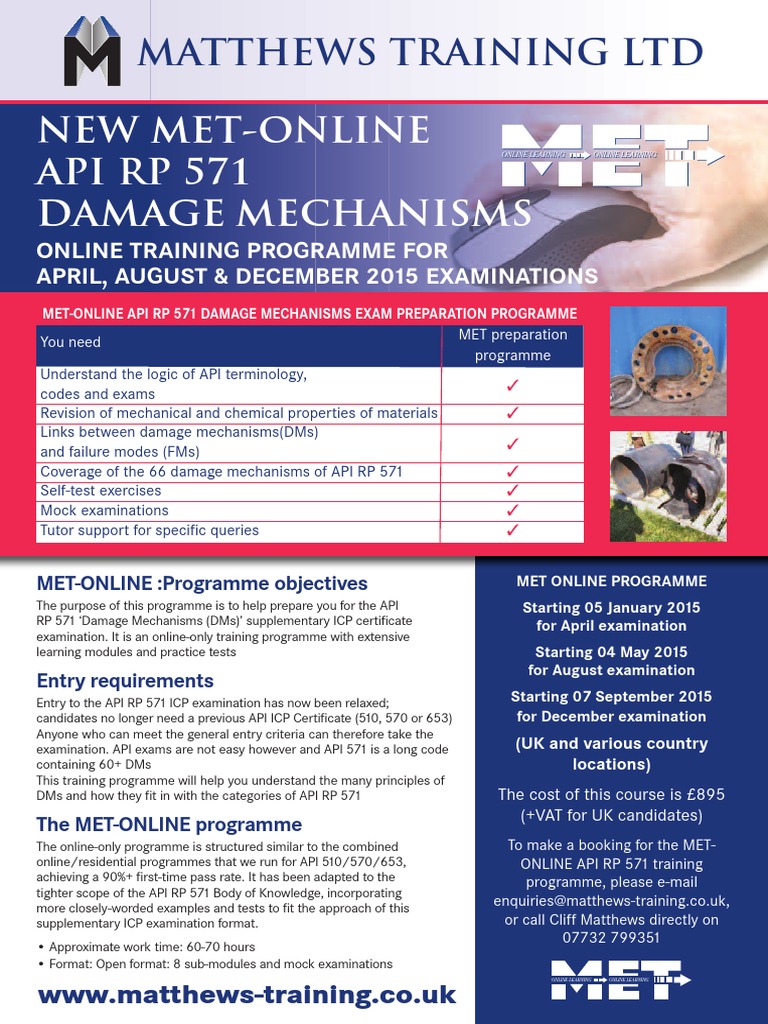 New Met-Online Api RP 571 Damage Mechanisms: Matthews Training LTD ...