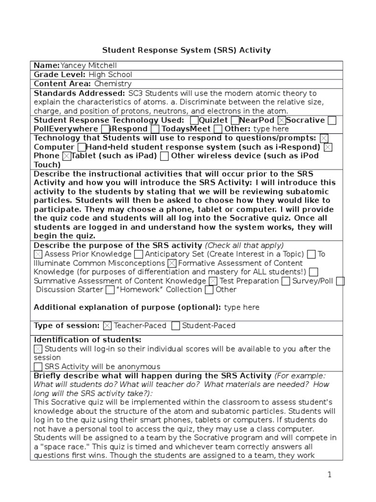 4 Student Response and Assessment Template 6200 | PDF | Question | Learning