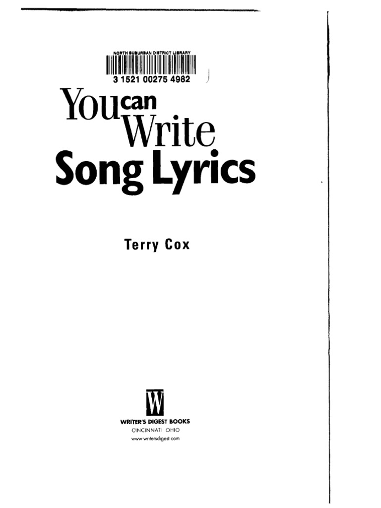 Terry Cox - You Can Write Lyrics | PDF