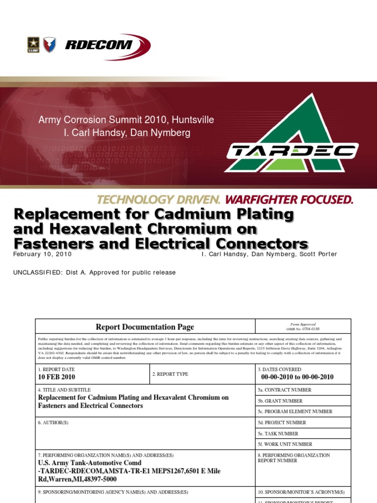 Cadmium Alternatives Dod PDF Chromium Metallic Elements