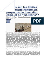 Cuáles Son Los Límites Del Derecho Minero en Proyectos de Inversión Como El de Tia María