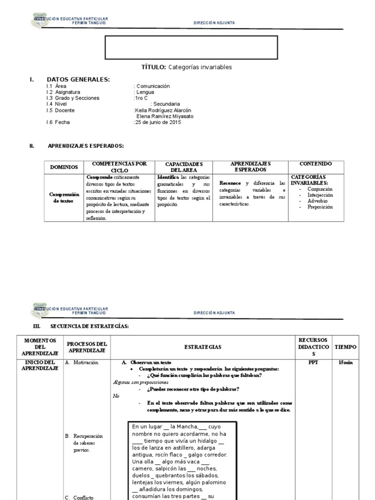 Sesion 10 De Categorias Invariables Pdf Adverbio Palabra