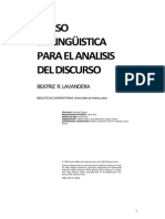 Beatriz Lavandera- Curso-De-linguistica Para El Análisis Del Discurso