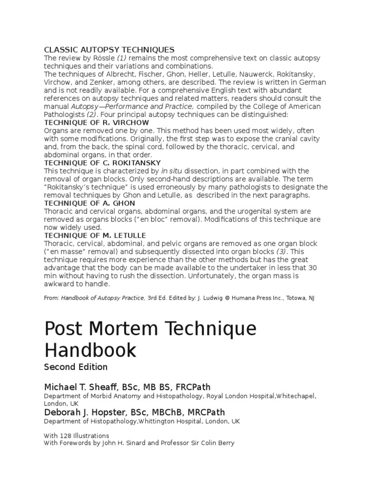 Classic Autopsy Techniques | PDF | Heart | Abdomen