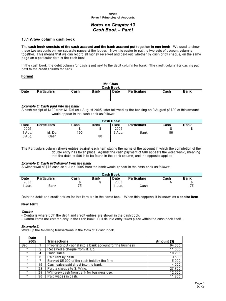 Cash Book Format and Examples | PDF | Debits And Credits | Bookkeeping