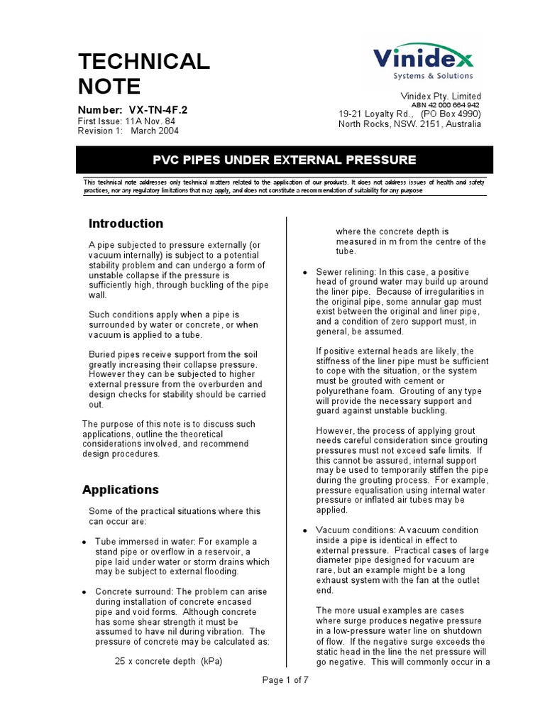 Critical Collapse Pressure PVC Pipe PDF Buckling Pipe (Fluid Conveyance)