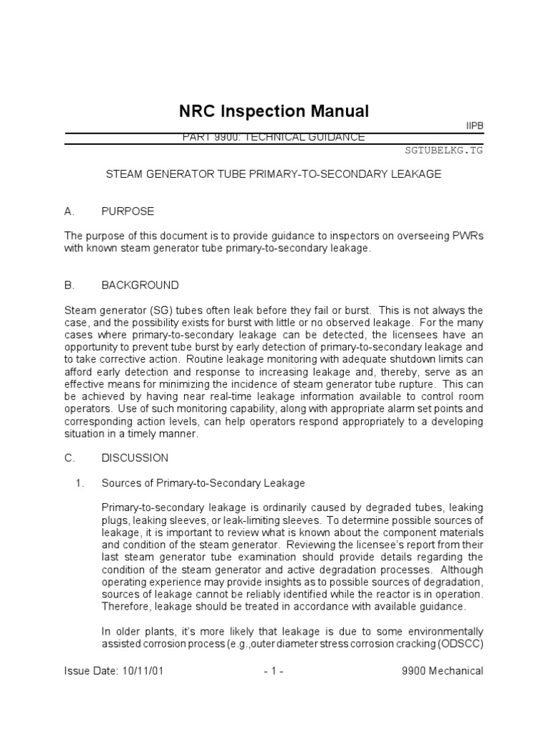 Nrc Inspection Manual Pdf Nuclear Regulatory Commission Leak
