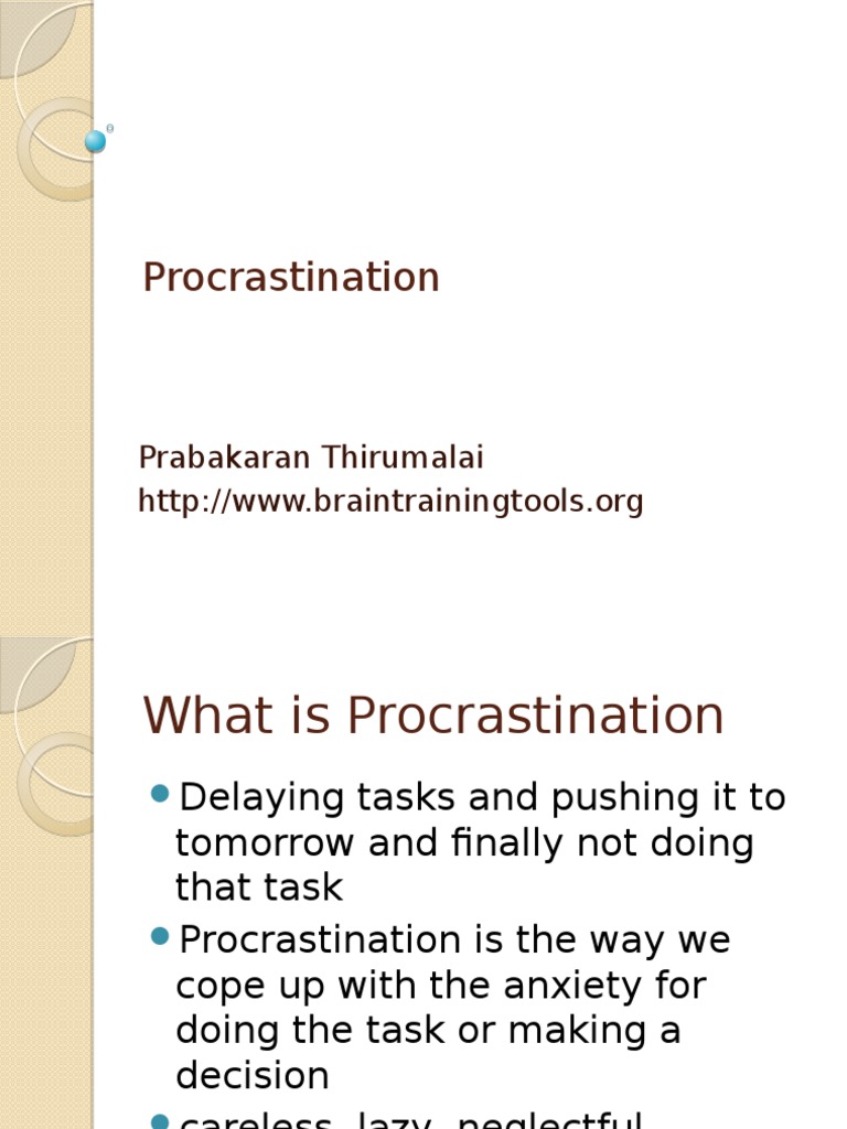 Understanding Procrastination and Solutions | PDF | Procrastination ...