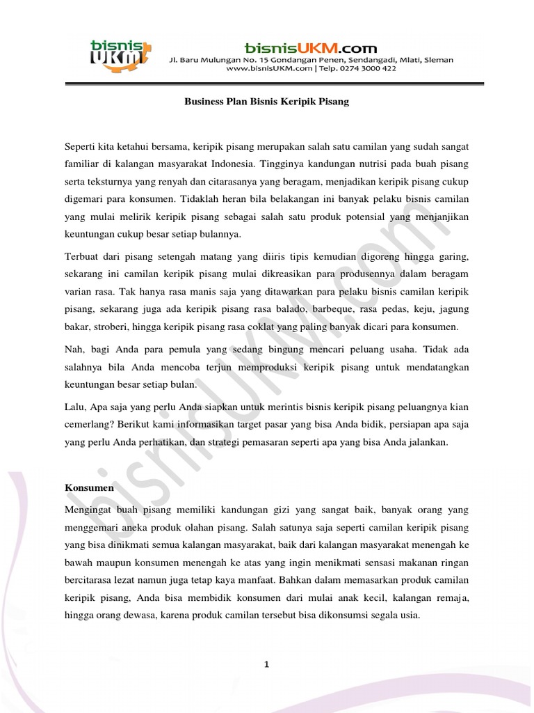 Business Plan Bisnis Keripik Pisang PDF