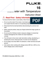 Fluke Model 16 Multi Meter Instruction Sheet