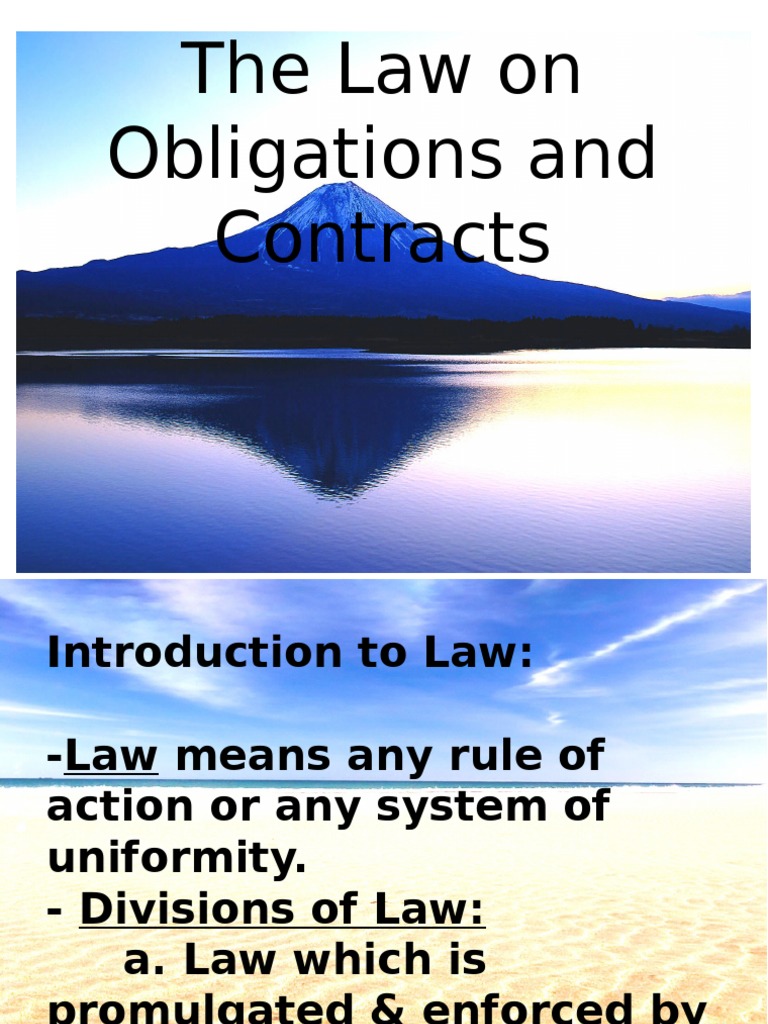 Overview of Obligations and Contracts | PDF | Law Of Obligations ...