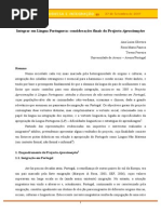 Oliveira, Faneca & Ferreira (2007). Integrar Em Língua Portuguesa Considerações Finais Do Projecto Aproximações 4_Simposio_ Integrar_LP